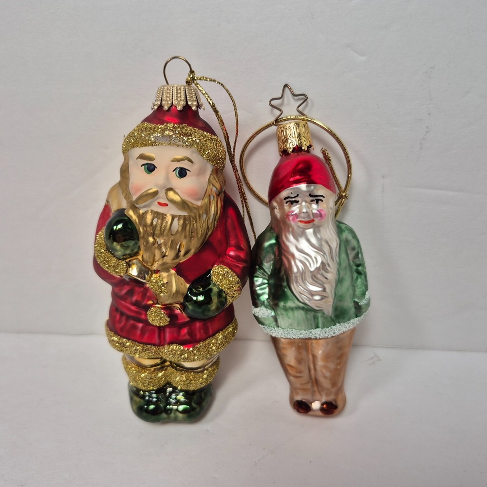 Santa Claus Christmas Mercury Blown Glass Ornament West Germany Lot of Two